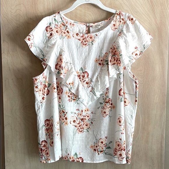 ANA Sleeveless Flutter Top White Peach Cotton Blend Women’s XXL - Picture 1 of 11